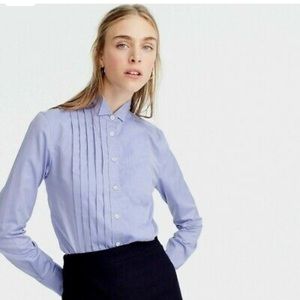 J Crew blue & white pinstripe blouse, size 6